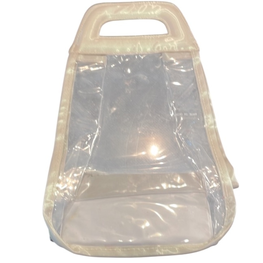 Mary Kay cosmetic tote bag make up product clear vinyl plastic handle 10 x 6.25”
